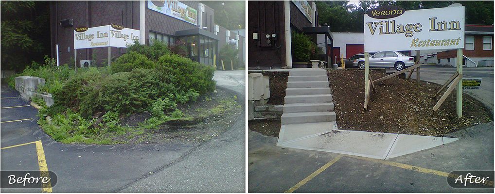Before and after construction of Village Inn