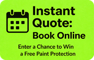Green button with calendar icon, text Instant Quote: Book Online.
