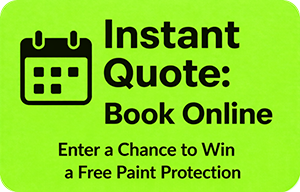 Green button with calendar icon, text Instant Quote: Book Online.