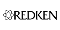 Redken logo with black text and an atomic-style icon on a white background