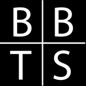 Black background with a white four-quadrant monogram: B B over T S.