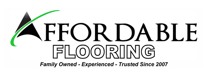 Logo for Affordable Flooring, featuring a stylized black and green "A" with the company name in black text, "Flooring" below.