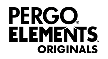 Pergo Elements logo in black and white. Text includes