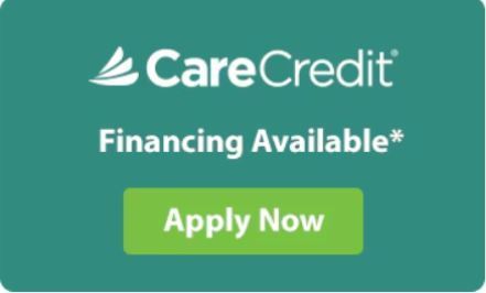 A care credit logo with a green button that says Apply now