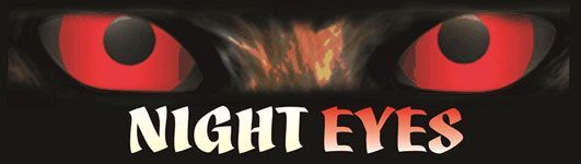 Red glowing eyes above the words &ldquo;NIGHT EYES&rdquo; on a black background
