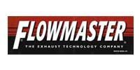 Flowmaster logo with white text on a red and black background. Reads