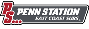 The logo for penn station east coast subs is shown on a white background.