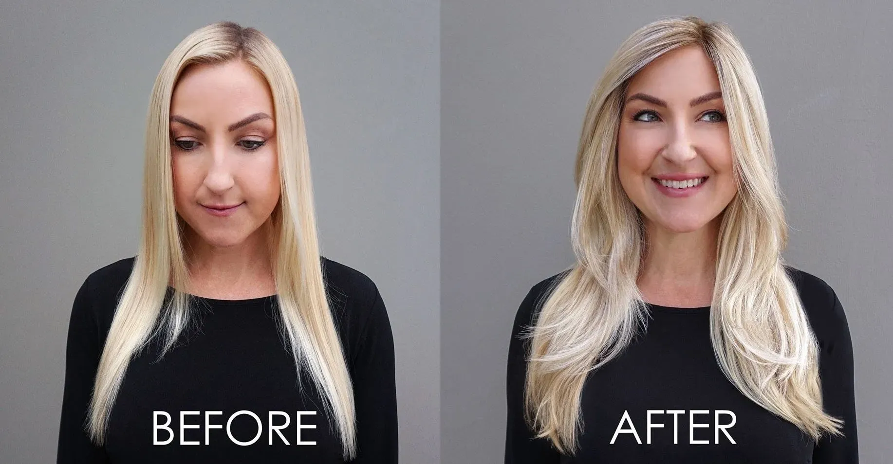 Woman's hair before and after