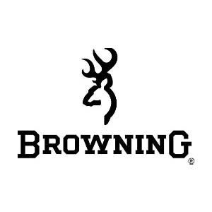A browning logo with a deer on it on a white background.