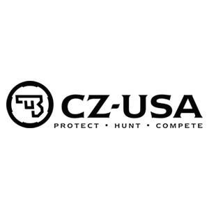 The cz-usa logo is black and white and says `` protect hunt compete ''.