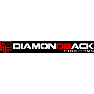The logo for diamondback firearms is black and red.