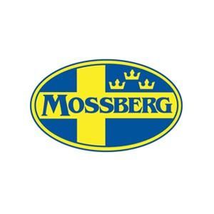 A blue and yellow mossberg logo with three crowns on it
