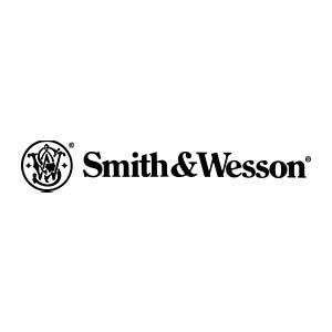 A black and white logo for smith & wesson on a white background.