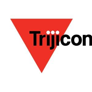 A red triangle with the word trijicon on it
