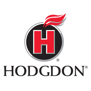 A logo for hodgdon with a red letter h in a circle