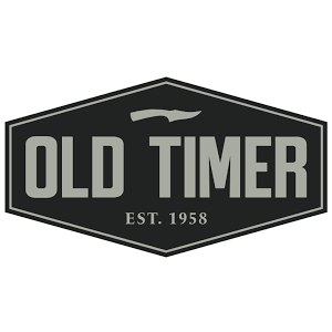A black and white logo for old timer est . 1958