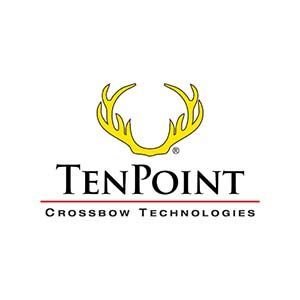 The logo for tenpoint crossbow technologies has antlers on it.