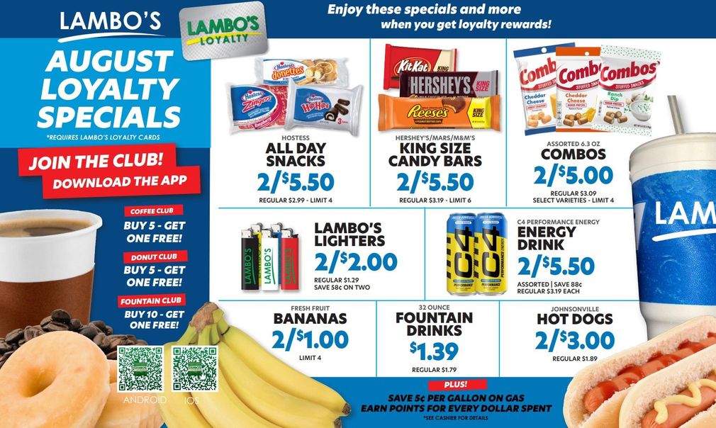 A menu for a restaurant that says february loyalty specials