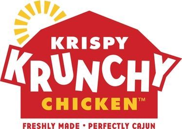 A logo for crispy crunchy chicken freshly made perfectly cajun