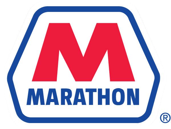 A marathon logo with a red m in a blue circle