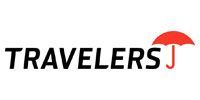 The logo for travelers j is a red umbrella on a white background.