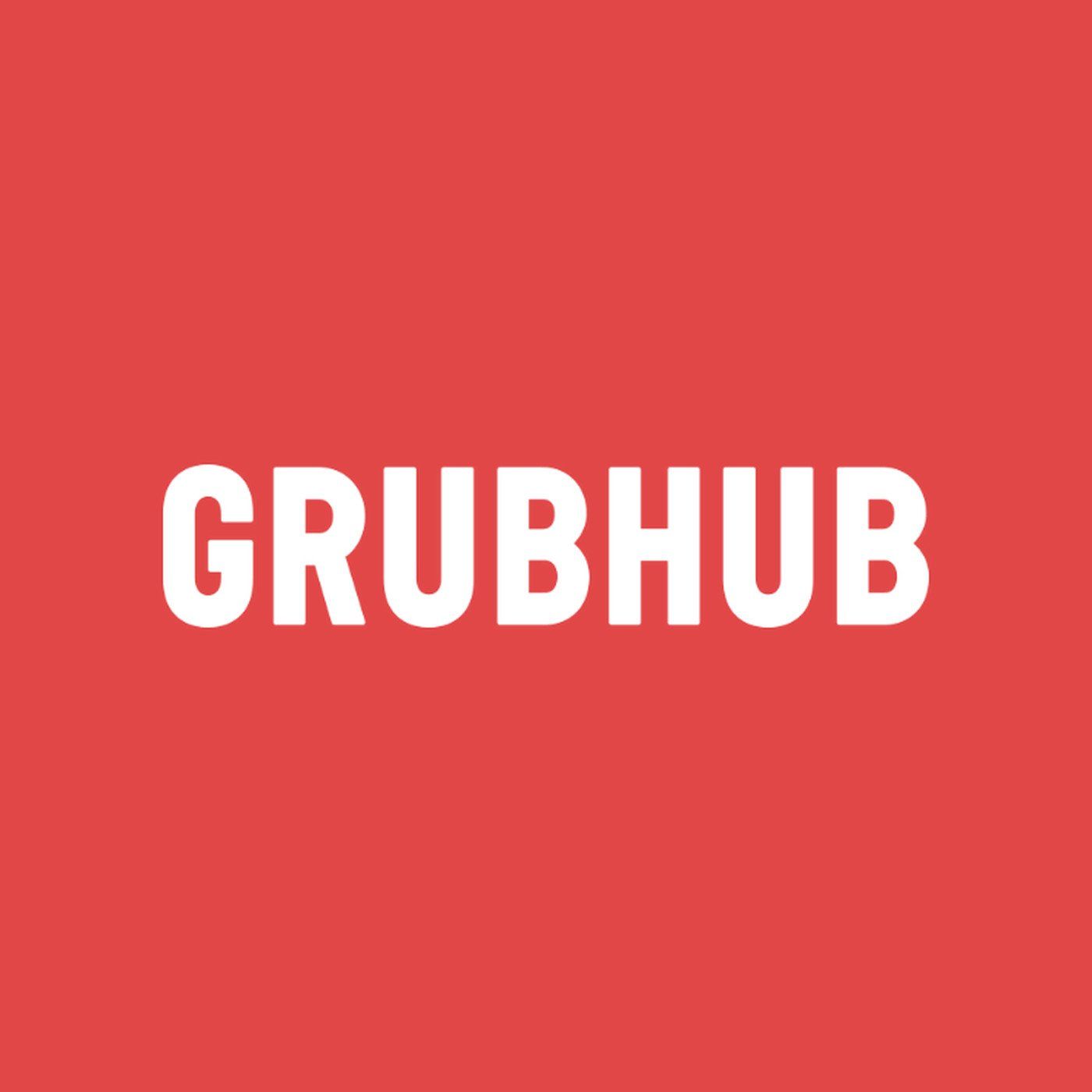 The grubhub logo is on a red background.