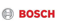 Bosch logo with red text and a circular silver emblem on a white background
