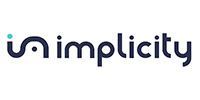 Implicity logo in dark navy with a teal icon on a white background