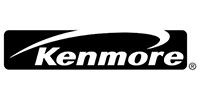 Kenmore logo in white on a black rectangular background