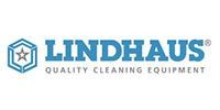 LINDHAUS logo with blue hexagon icon and “QUALITY CLEANING EQUIPMENT” tagline on white background