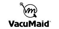 VacuMaid logo in black with a stylized “vm” mark above the wordmark on a white background