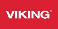 VIKING logo in bold white text on a red background