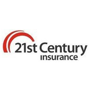 21st Century Insurance logo with black text and red arc design