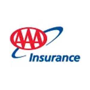 AAA Insurance logo in red and blue with oval swoosh design
