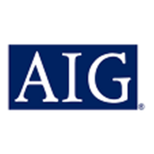 AIG logo in white letters on a dark blue rectangular background