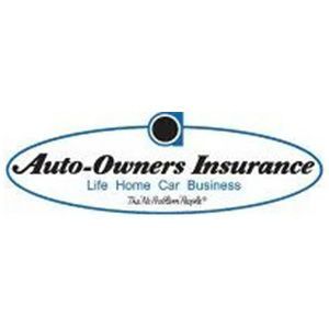 Auto-Owners Insurance logo with blue oval border and black text, reading Life Home Car Business.