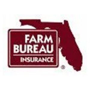 Farm Bureau Insurance logo in maroon with Florida state silhouette
