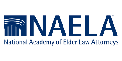 Logo of the National Academy of Elder Law Attorneys (NAELA) with text and a blue emblem.