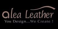 Alea Leather logo with tagline “You Design...We Create!” on a black background