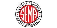 Circular SEMA logo with red center and black outer text reading “Specialty Equipment Market Association.”