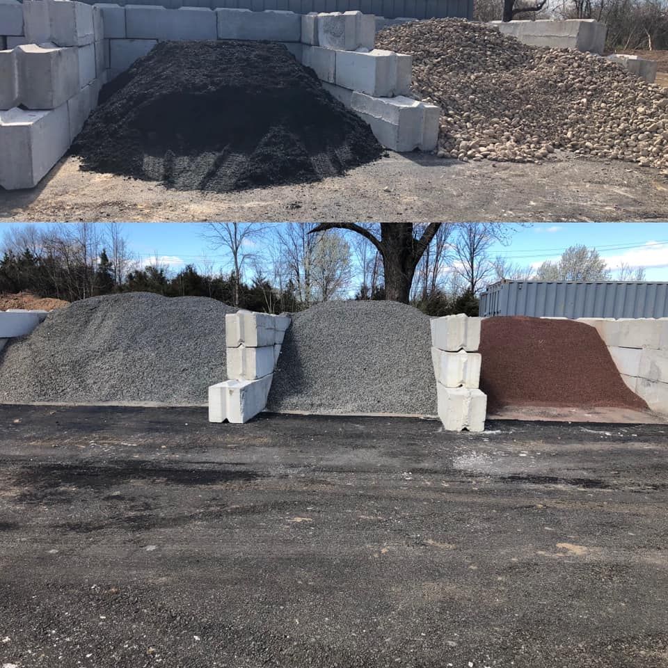 Three piles of gravel are stacked on top of each other