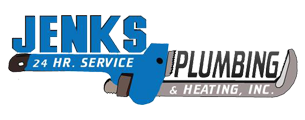Jenks Plumbing logo with a blue wrench and text.