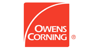 Owens Corning logo: white text on a red square with a white arc.