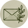 Envelope with leafy branch icon on a beige circle background