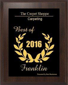 2016 Franklin Small Business Excellence Awards presented to The Carpet Shoppe