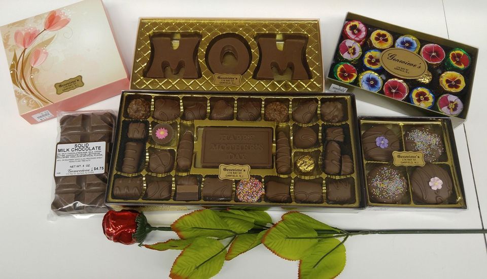 A box of chocolates with the word mom on it