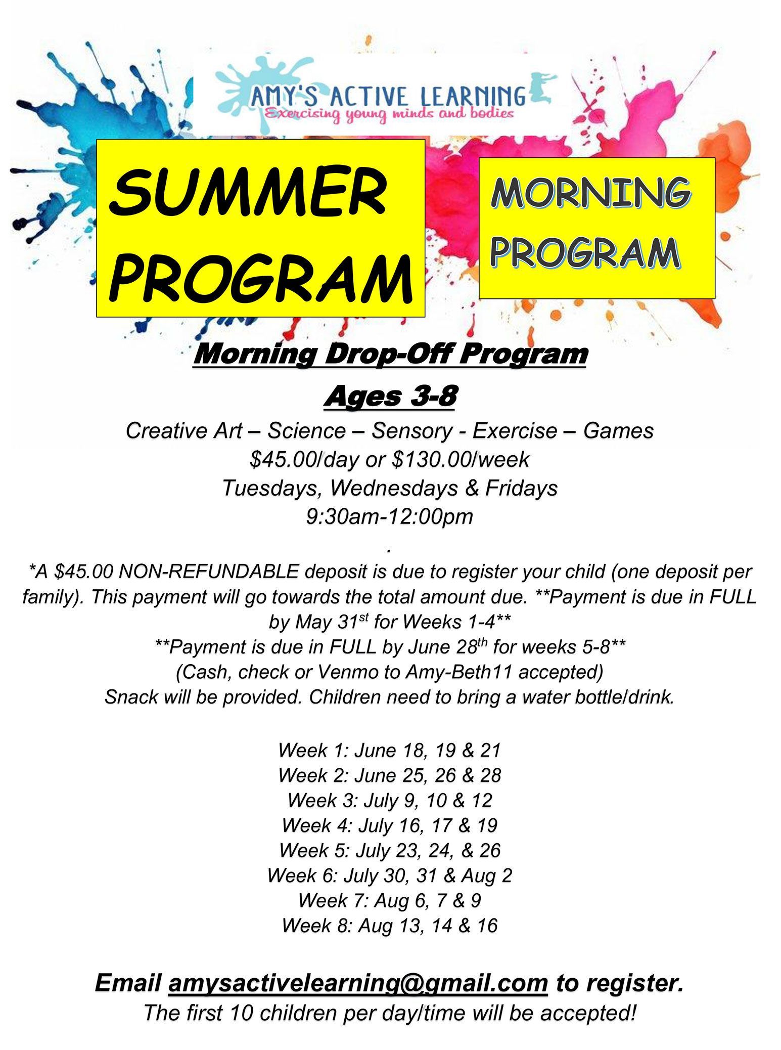 Summer Program Flyer Morning Program