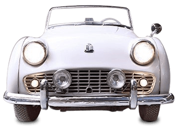 A white car with a convertible top on a white background.