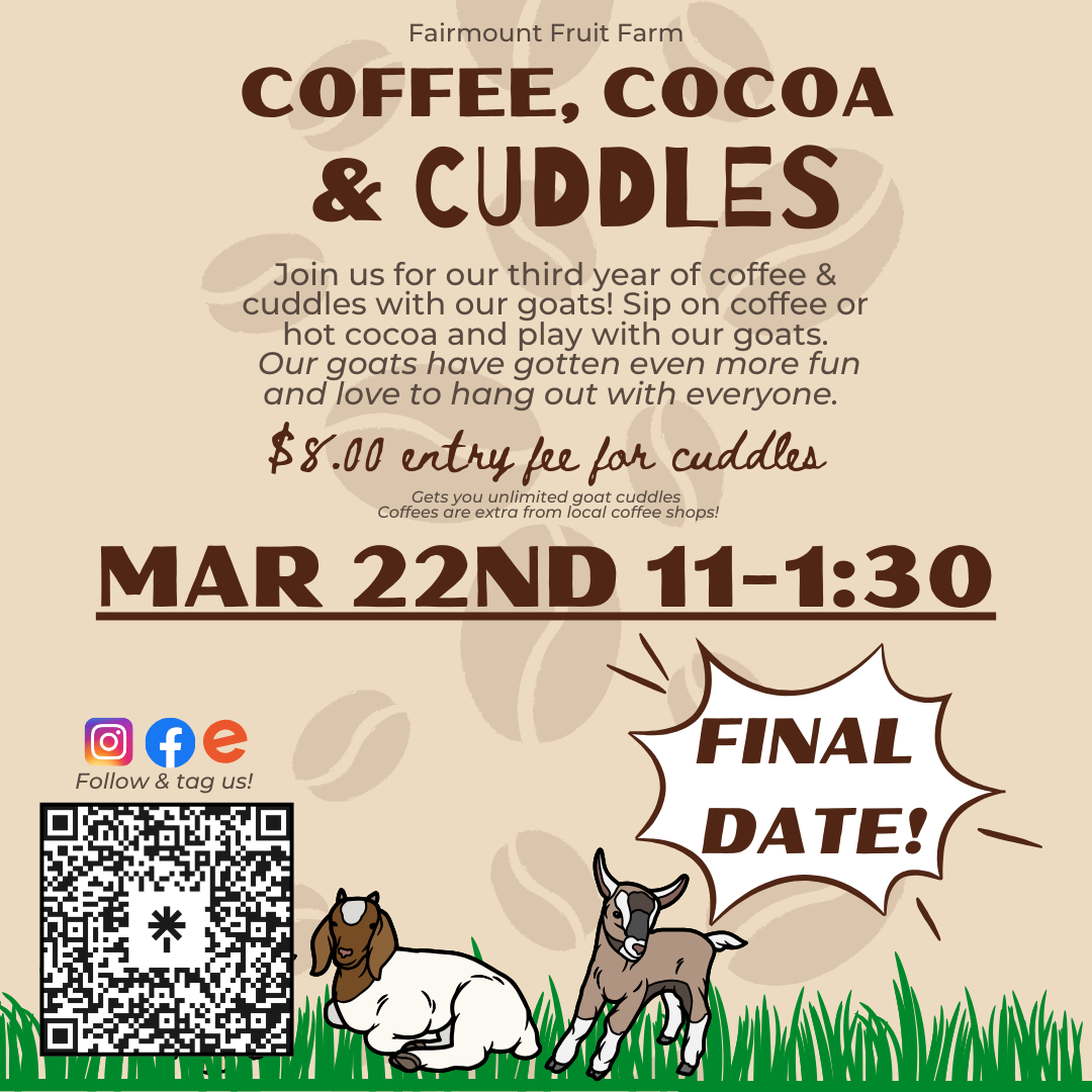 A poster for a coffee , cocoa and cuddles event.