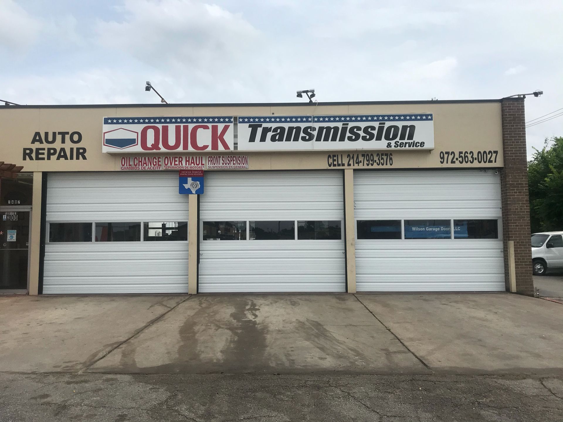 Commercial garage door for an auto repair shop